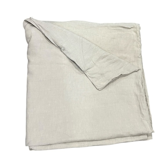 Restoration Hardware light tan stonewashed Belgian linen full/Queen duvet cover - Picture 1 of 5
